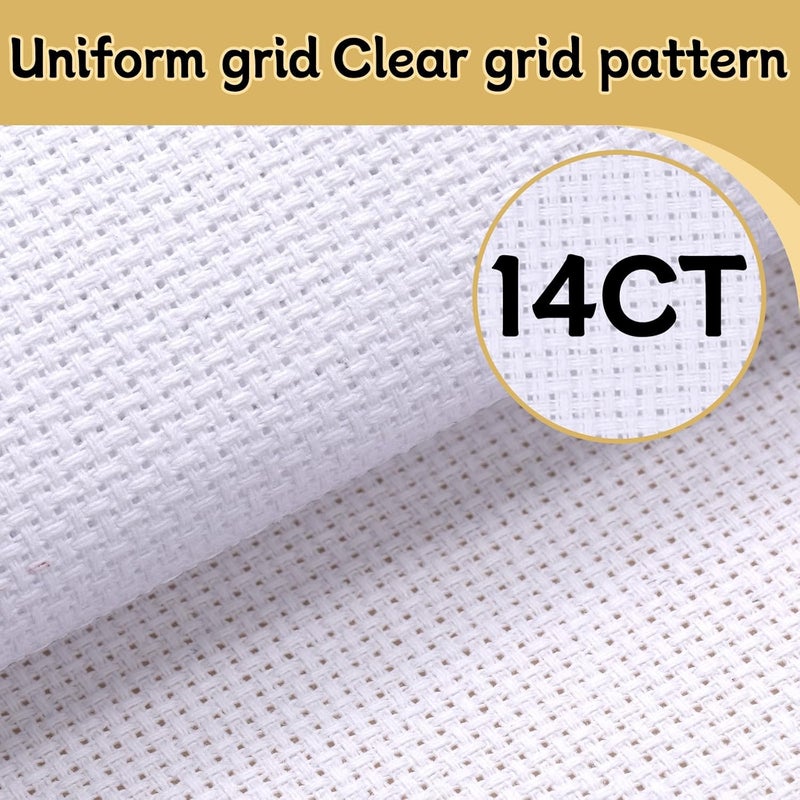 Dercuy Cross Stitch Fabric, 14 Count Embroidery Fabric, 59 * 39 Inch White Cross Stitch Cloth for Home DIY Embroidery Decoration - Image 3